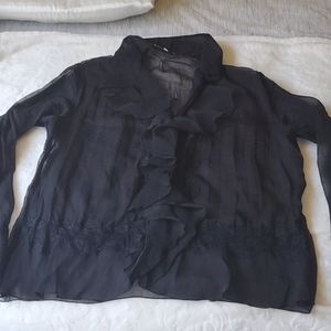 Black Gothic See through long sleeve blouse